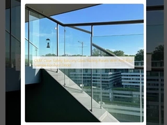 OEM Clear Safety Balcony Glass Railing Panels With Anti Rust Clamps For Pool Decks